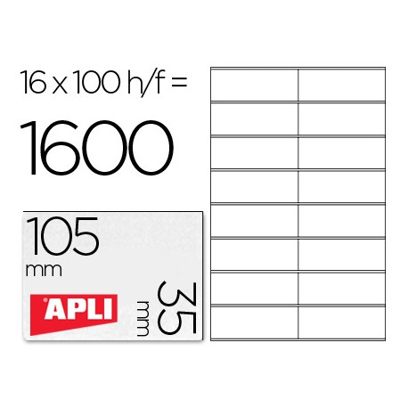 ETIQUETA ADHESIVA APLI 1287 TAMA?O 105X35 MM FOTOCOPIADORA LASER INK-JET CAJA CON 100 HOJAS DIN A4