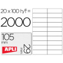 ETIQUETA ADHESIVA APLI 1299 TAMA?O 105X29 MM PARA FOTOCOPIADORA LASER INK-JET CAJA CON 100 HOJAS DIN