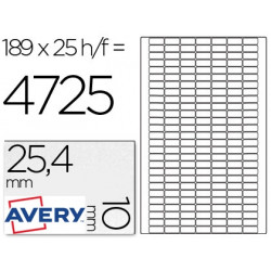 ETIQUETA ADHESIVA AVERY REMOVIBLE TAMA?O 25,4X10 MM CAJA DE 4725 UNIDADES