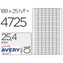 ETIQUETA ADHESIVA AVERY REMOVIBLE TAMA?O 25,4X10 MM CAJA DE 4725 UNIDADES