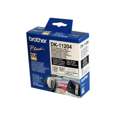 ETIQUETA ADHESIVA BROTHER DK11204 -TAMA?O 17X54 MM PARA IMPRESORAS DE ETIQUETAS QL -400 ETIQUETAS-