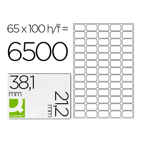 ETIQUETA ADHESIVA Q-CONNECT KF00573 -TAMA?O 38,1X21,2 MM -FOTOCOPIADORA -LASER -INK-JET-CAJA CON 100