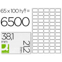 ETIQUETA ADHESIVA Q-CONNECT KF00573 -TAMA?O 38,1X21,2 MM -FOTOCOPIADORA -LASER -INK-JET-CAJA CON 100