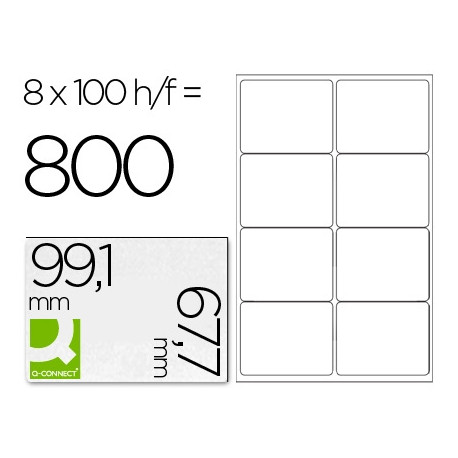 ETIQUETA ADHESIVA Q-CONNECT KF01588 TAMA?O 99,1X67,7 MM FOTOCOPIADORA LASER INK-JET CAJA CON 100 HOJ