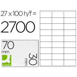 ETIQUETA ADHESIVA Q-CONNECT KF10642 TAMA?O 70X30 MM FOTOCOPIADORA LASER INK-JET CAJA CON 100 HOJAS D