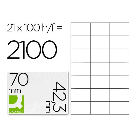 ETIQUETA ADHESIVA Q-CONNECT KF10649 TAMANO 70X42,3 MM FOTOCOPIADORA LASER INK-JET