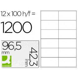 ETIQUETA ADHESIVA Q-CONNECT KF10652 TAMA?O 96,5X42,3 MM FOTOCOPIADORA LASER INK-JET CAJA CON 100 HOJ