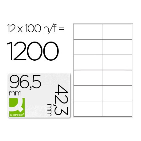 ETIQUETA ADHESIVA Q-CONNECT KF10652 TAMA?O 96,5X42,3 MM FOTOCOPIADORA LASER INK-JET CAJA CON 100 HOJ