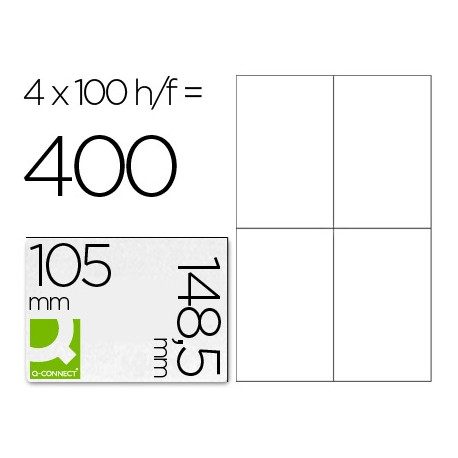 ETIQUETA ADHESIVA Q-CONNECT KF10660 TAMANO 105X148,5 MM FOTOCOPIADORA LASER INK-JET