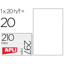 ETIQUETAS ADHESIVAS APLI DE POLIESTER RESISTENTE A LA INTEMPERIE PARA IMPRESORA LASER 210X297 MM