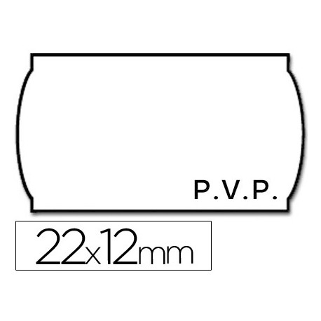 ETIQUETAS METO ONDULADAS 22X12 MM PVP BLANCA ADH.2 ROLLO 1500 ETIQUETAS