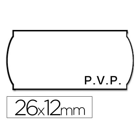 ETIQUETAS METO ONDULADAS 26X12 MM PVP BLANCA ADH.2 ROLLO 1500 ETIQUETAS TROQUELADAS