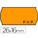 ETIQUETAS METO ONDULADAS 26X16 MM PVP ADH.2 FLUOR NARANJA ROLLO 1200 ETIQUETAS