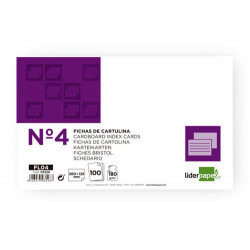 FICHA LIDERPAPEL LISA N4 125X200MM PAQUETE DE 100 180G