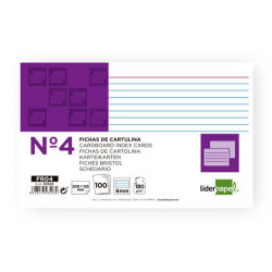 FICHA LIDERPAPEL RAYADA Ns 125X200 MM 180G/M2 PAQUETE DE 100 UNIDADES