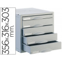 FICHERO CAJONES DE SOBREMESA ARCHISYSTEM 356X316X303 MM 5 CAJONES COLOR GRIS 4 DE 52MM Y 1 DE 22MM