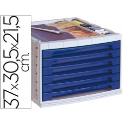 FICHERO CAJONES DE SOBREMESA ARCHIVO 2000 305X370X215 MM BANDEJA ORGANIZADORA SUPERIOR 6 CAJONES AZU