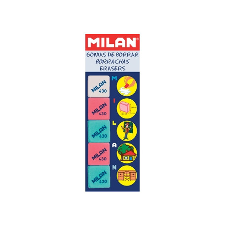 GOMA DE BORRAR MILAN 430-5 BLISTER DE 5 UNIDADES