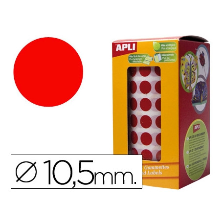 GOMETS AUTOADHESIVOS CIRCULARES 10,5 MM ROJO ROLLO DE 5192 UNIDADES