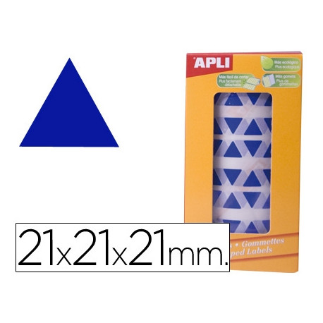 GOMETS AUTOADHESIVOS TRIANGULARES 21X21X21 MM AZUL ROLLO DE 2832 UNIDADES