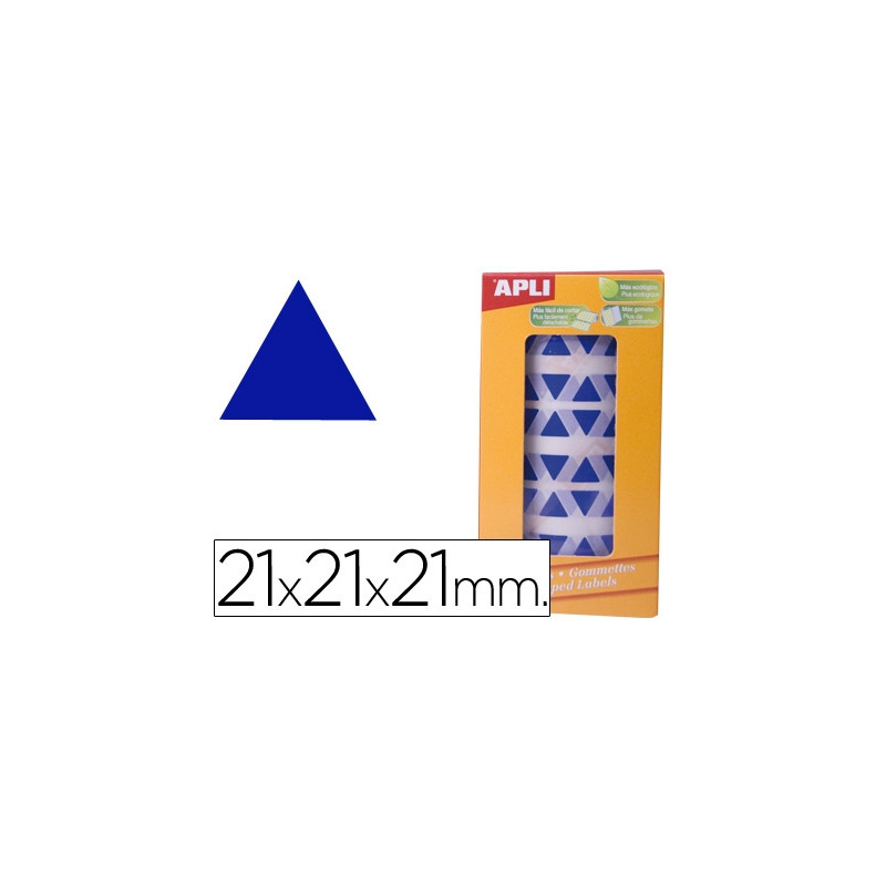 GOMETS AUTOADHESIVOS TRIANGULARES 21X21X21 MM AZUL ROLLO DE 2832 UNIDADES