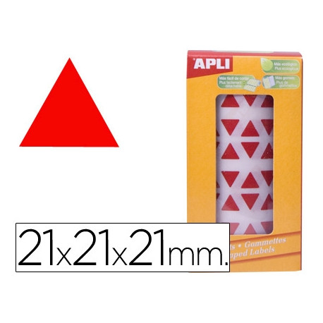 GOMETS AUTOADHESIVOS TRIANGULARES 21X21X21 MM ROJO ROLLO DE 2832 UNIDADES