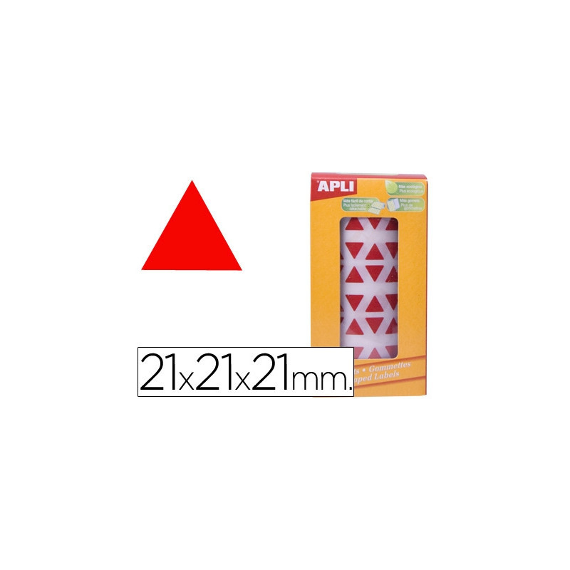 GOMETS AUTOADHESIVOS TRIANGULARES 21X21X21 MM ROJO ROLLO DE 2832 UNIDADES