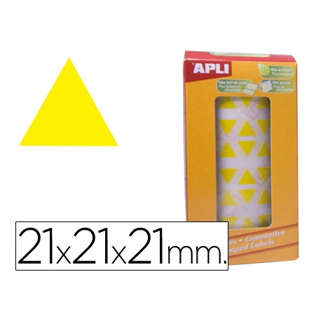 GOMETS AUTOADHESIVOS TRIANGULARES 21X21X21MM AMARILLO ROLLO DE 2832 UNIDADES