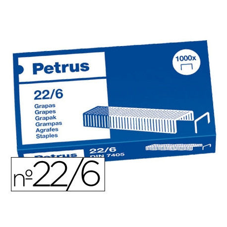 GRAPAS PETRUS N 22/6 COBREADAS CAJA DE 1000 UNIDADES