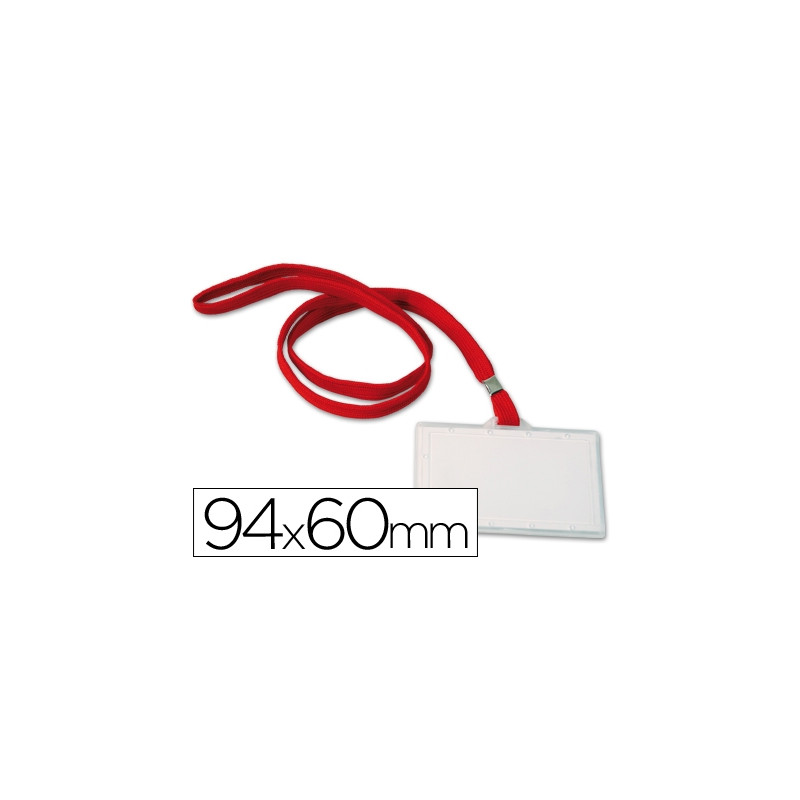 IDENTIFICADOR Q-CONNECT KF03303 CON CORDON PLANO ROJO Y APERTURA LATERAL 94X60 MM