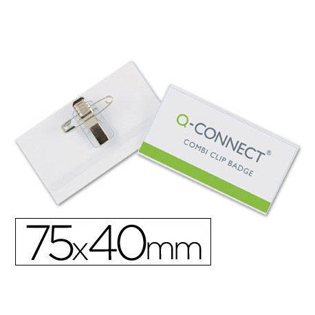 IDENTIFICADOR Q-CONNECT CON PINZA E IMPERDIBLE KF01568 40X75 MM