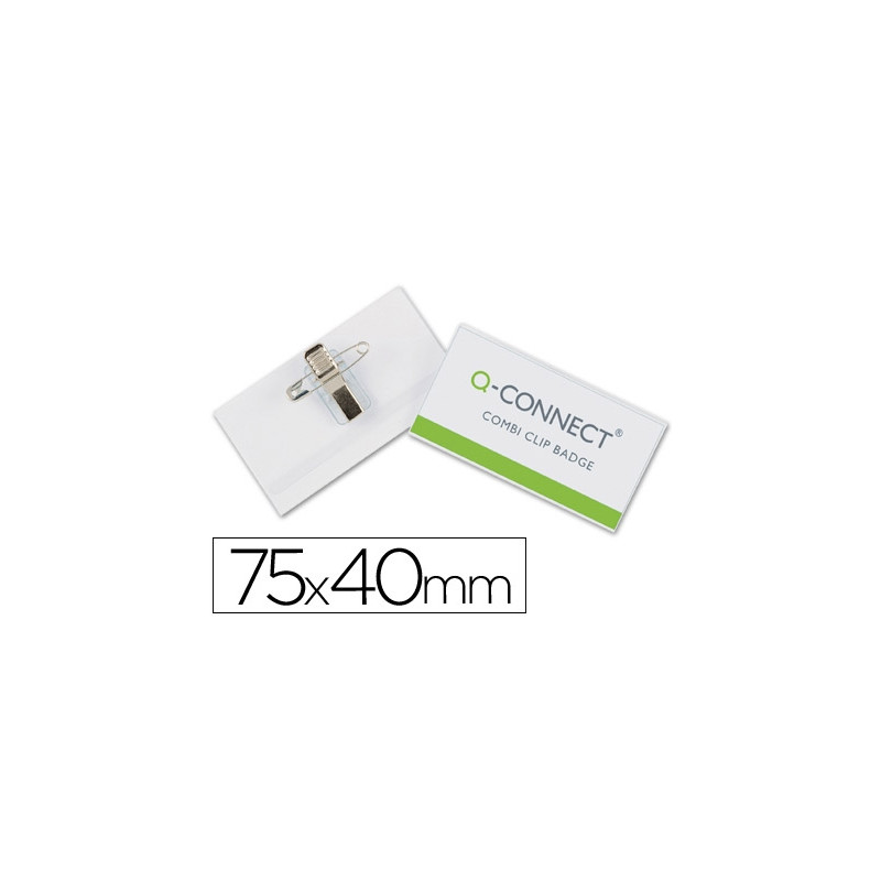 IDENTIFICADOR Q-CONNECT CON PINZA E IMPERDIBLE KF01568 40X75 MM