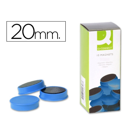 IMAN PARA SUJECION Q-CONNECT IDEAL PARA PIZARRAS MAGNETICAS20 MM AZUL CAJA DE 10 UNIDADES