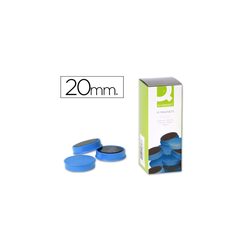 IMAN PARA SUJECION Q-CONNECT IDEAL PARA PIZARRAS MAGNETICAS20 MM AZUL CAJA DE 10 UNIDADES