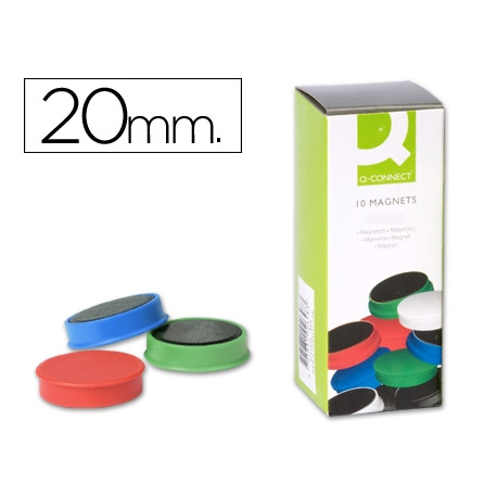 IMAN PARA SUJECION Q-CONNECT IDEAL PARA PIZARRAS MAGNETICAS20 MM COLORES SURTIDOS CAJA DE 10 UNIDADE