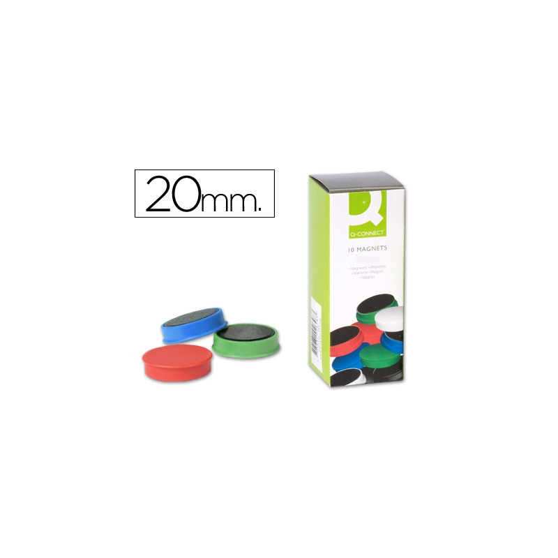 IMAN PARA SUJECION Q-CONNECT IDEAL PARA PIZARRAS MAGNETICAS20 MM COLORES SURTIDOS CAJA DE 10 UNIDADE