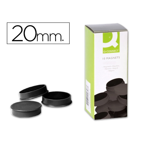 IMAN PARA SUJECION Q-CONNECT IDEAL PARA PIZARRAS MAGNETICAS20 MM NEGRO CAJA DE 10 UNIDADES