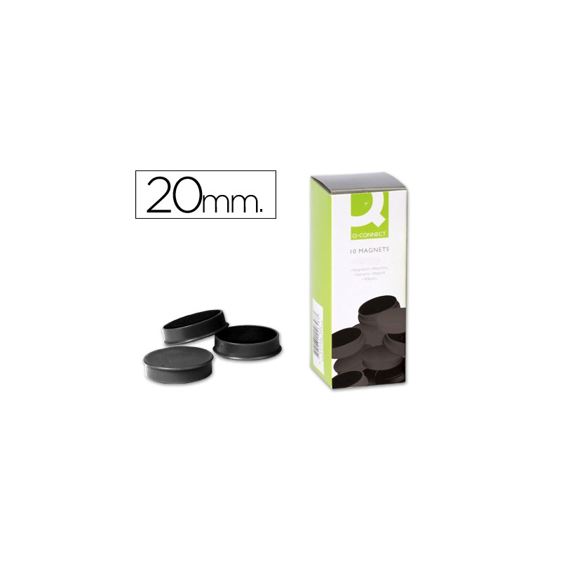 IMAN PARA SUJECION Q-CONNECT IDEAL PARA PIZARRAS MAGNETICAS20 MM NEGRO CAJA DE 10 UNIDADES