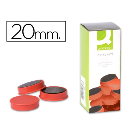 IMAN PARA SUJECION Q-CONNECT IDEAL PARA PIZARRAS MAGNETICAS20 MM ROJO CAJA DE 10 UNIDADES