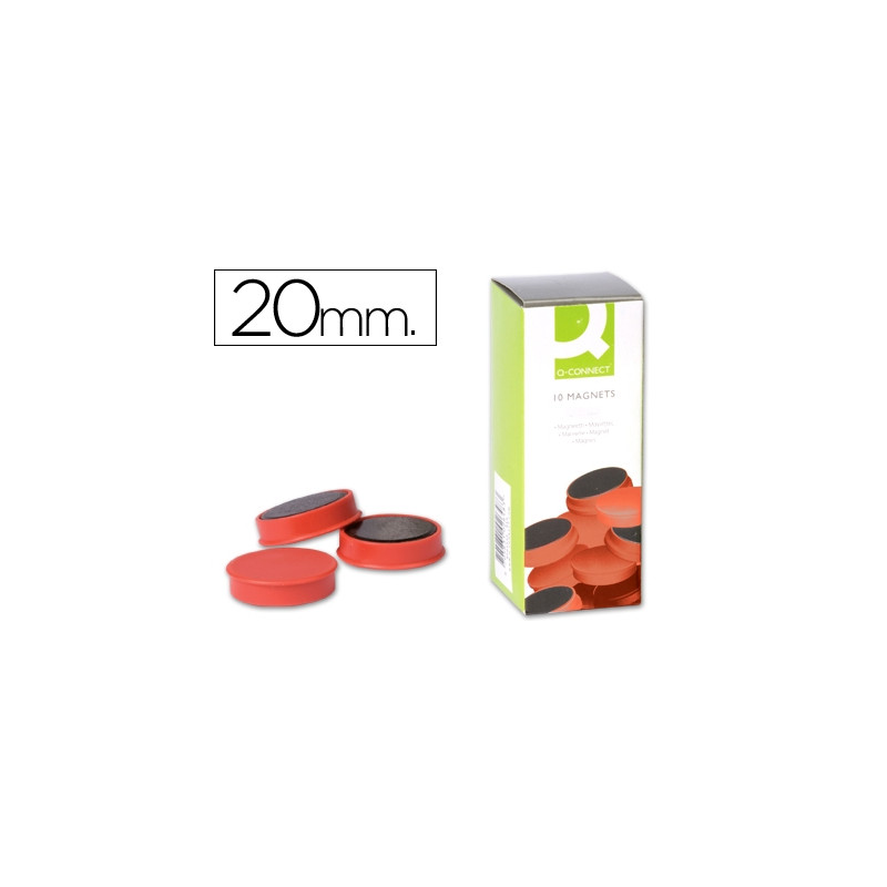 IMAN PARA SUJECION Q-CONNECT IDEAL PARA PIZARRAS MAGNETICAS20 MM ROJO CAJA DE 10 UNIDADES