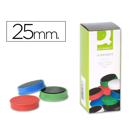 IMAN PARA SUJECION Q-CONNECT IDEAL PARA PIZARRAS MAGNETICAS25 MM COLORES SURTIDOS CAJA DE 10 UNIDADE