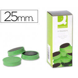 IMAN PARA SUJECION Q-CONNECT IDEAL PARA PIZARRAS MAGNETICAS25 MM VERDE CAJA DE 10 UNIDADES