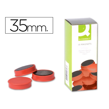 IMAN PARA SUJECION Q-CONNECT IDEAL PARA PIZARRAS MAGNETICAS35 MM ROJO CAJA DE 10 UNIDADES