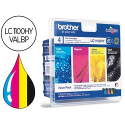 INK-JET BROTHER LC-1100BK /M/Y/C PACK 4 COLORES ALTA CAPACIDAD 900 PAG BK- 750 PAG M/Y/C-