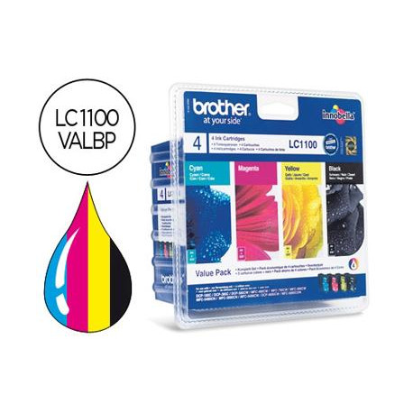 INK-JET BROTHER LC-1100VALBP /M/Y/C PACK 4 COLORES 450 PAGBK 325 PAG M/Y/C