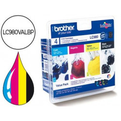 INK-JET BROTHER LC-980BK DCP-145 DCP-165 MFC-250 MFC-290 NEGRO MAGENTA AMARILLO CIAN PACK4