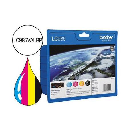 INK-JET BROTHER LC-985VAL 4 COLORES VALUE PACK NEGRO/CIAN/MAGENTA/AMARILLO DCP-J315W