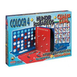 JUEGOS DE MESA FALOMIR CUATRO EN LINEA + CUAL ES CUAL + HUNDIR LOS BARCOS