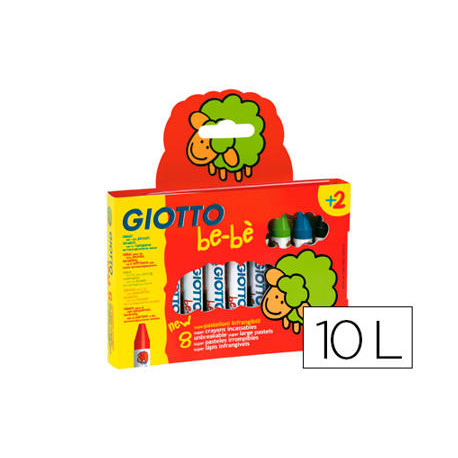 LAPICES CERA GIOTTO SUPER BEBE CAJA DE 10 COLORES SURTIDOS + SACAPUNTAS