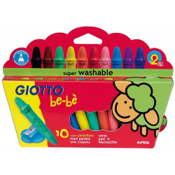 LAPICES CERA GIOTTO SUPER BEBE CAJA DE 10 COLORES SURTIDOS + SACAPUNTAS